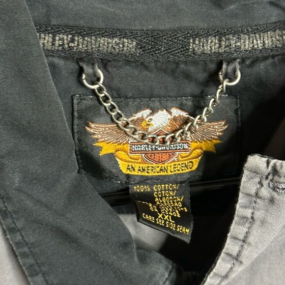 Harley Davidson Motorcycle Black & Gray Garage Shirt Flames - Picture 5 of 6